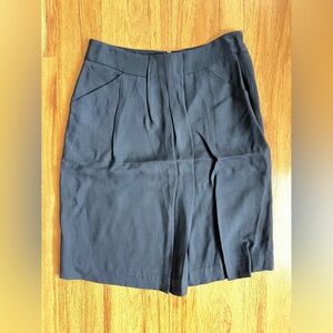 BIBA front pleated Skirt Black lined viscose wool blend two pockets size 30"